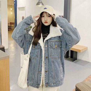  wool thick Denim jacket casual large size warm great popularity XL blue 