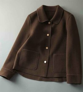 コート ジャケット ショート丈 かわいい系 レトロ 襟付き XL ブラウン