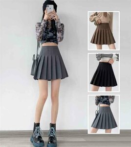 pleated skirt school uniform manner miniskirt high waist large size equipped S gray 