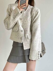  miniskirt pleated skirt elasticity equipped waist casual lovely S gray 