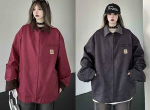  jacket blouson long sleeve easy casual simple jumper [ large size ] 2XL wine red 