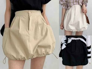  all 3 color miniskirt frill high waist switch slim put on .. plain simple S eggshell white 