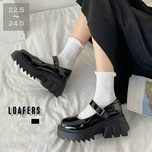  Loafer lady's thickness bottom shoes Korea manner 24.0cm(38) black 