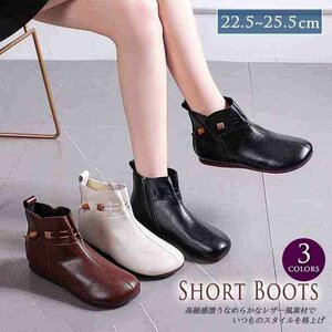  lady's shoes boots Short ankle side fastener Short .... black Brown 35 cream white 