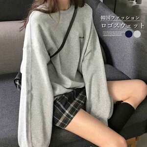 レーナー 長袖 ロゴ スウェット 女性 2XL ネイビー