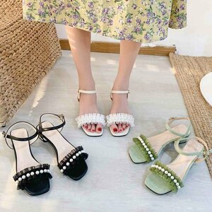  сандалии женский обувь futoshi каблук высокий каблук ремешок весна лето .....23.5cm(37) зеленый 