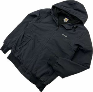 Carhartt ☆ フーデット セイルジャケット 裏フリース ブルゾン ブラック 黒 M ワーク アメカジ ストリート 古着 人気 カーハート■M220