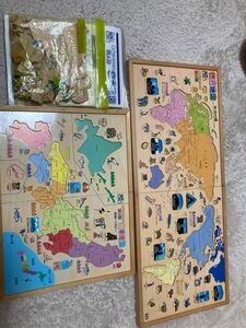 日本、世界地図パズル 知育玩具
