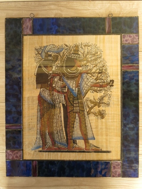 [Tal como está] Marco de estilo vidriera de pintura de papiro * Arte egipcio, arte fino, interior, Obra de arte, Cuadro, otros