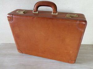 [ secondhand goods ]VALIGERIA NAPOLEON, MILANO[ attache case ] total original leather * trunk antique Italy briefcase 