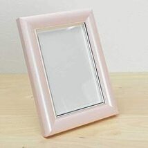 遺影 ピンク もも色 額縁 肖像額 葬儀用S判写真 透明ガラス ネクタイスタンド立て L版写_画像2