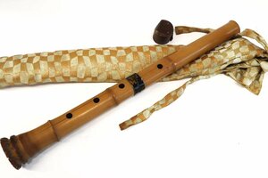 Музыкальный инструмент Shakuhachiwa Существует надпись, длиной около 54,5 см, треск с корпусом, отсутствие пения и т. Д.