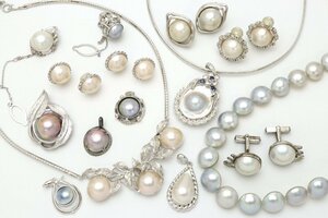 o. from .*mabe pearl jewelry . summarize necklace, earrings, pendant top etc. { approximately 185g}* one part SILVER,K14WG stamp equipped [B-A69318]