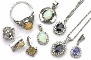 o. from .*Pt900/Pt850/Pt stamp opal / sapphire jewelry pendant, ring etc. { approximately 27.9g tiepin holder not included }[L-A77980]