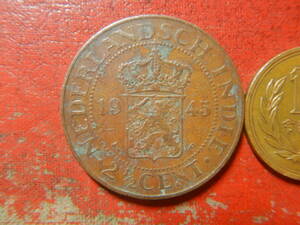 外国・オランダ領東インド／２1/2セント青銅貨（1945年）　240430