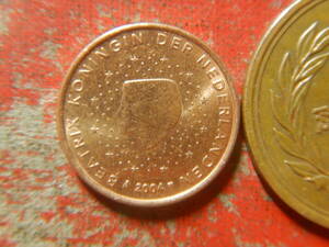 外国・オランダ／１ユーロセント銅張りスチール貨（2004年）　240502