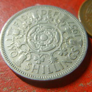 外国・イギリス／１フローリン（２シリング）白銅貨：チューダー家の薔薇（1957年） 240504の画像3