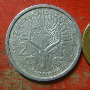 外国・フランス領ソマリランド／２フラン・アルミニウム貨（1959年）（※薬品による洗浄の痕あり） 24050502の画像2