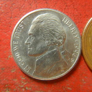 外国・USA／ジェファーソン５セント白銅貨（1996年D） 240506の画像1