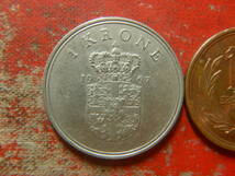 外国・デンマーク／１クローネ白銅貨：フレデリク９世（1967年）　240518_画像2