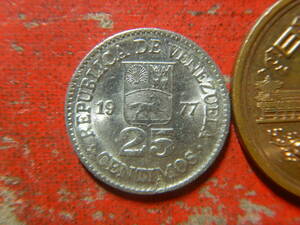 外国・ベネズエラ／２５センチモ・ニッケル貨（1977年）　240519