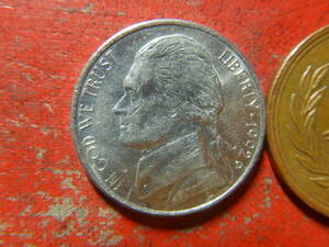 外国・USA／ジェファーソン５セント白銅貨（1992年D）　240520