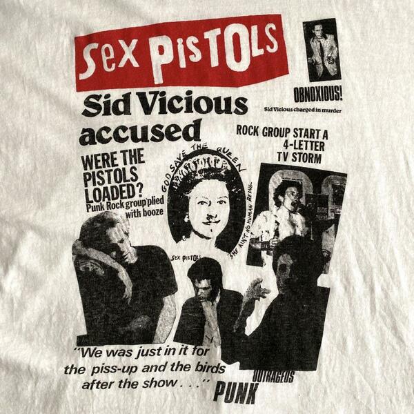 80s 90s ビンテージ SEX PISTOLS セックスピストルズ SID VICIOUS ACCUSED シドビシャス コラージュ Tシャツ XL GOD SAVE THE QUEEN