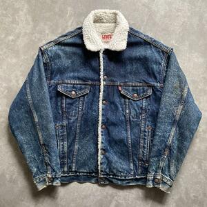 80s ビンテージ USA製 Levis リーバイス 70609 0229 ギャラクティックウォッシュ デニム ボア ジャケット 4ポケット M アメリカ製