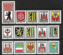 ★1983-1985年 - 東ドイツ - 「都市の紋章」5種完+5種完+5種完- 未使用(MNH)★O-716_画像1