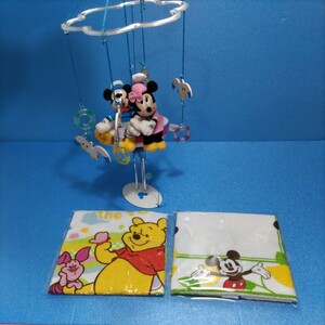  Disney goods ( soft toy attaching wind bell, Mickey handkerchie towel, Pooh handkerchie towel )