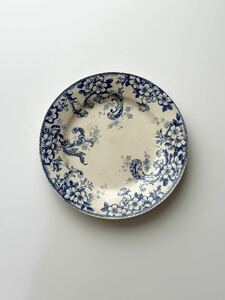 古手　フランス　アンティーク　皿　Choisy le roi ショワジールロワ　/ “WILD ROSE“ ワイルドローズの平皿プレート　ブロカント