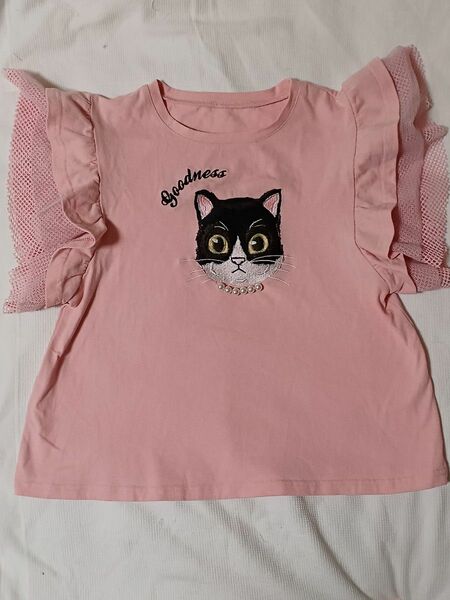 洗濯のみで未着用　猫の刺繍が可愛いTシャツ　Mサイズ