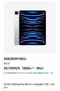 【未使用品】iPad Pro 12.9インチ 第6世代 Wi-Fi ＋ Cellular 1TB Apple Store