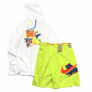 NIKE ナイキ プルオーバーフーディ 上下セット 白黄緑 XL DM6665-100/6679-321