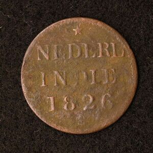 KM#287/オランダ領東インド 1/4 Stuiver銅貨（1826） [E2635]コイン、インドネシア、東インド会社、蘭印、VOC
