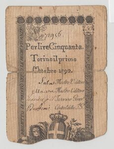 Pick#S118/イタリア サルデーニャ王国紙幣 （1792）[A070]