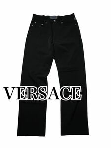 希少　VERSACE ヴェルサーチェ　ナイロン　ジーンズ　黒　デューサ　w32 イタリア製