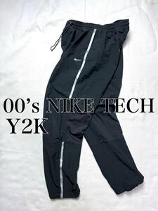 00's NIKE PRO tech line pants Y2K ブラック　ナイロンパンツ　L