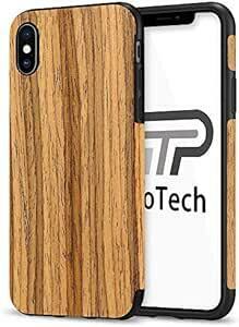 【TaoTech】 iPhone XMAX 用 木製ケース 天然木製 木目 シリコン ケース (iphone XMAX, 花梨木)
