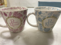 浜/PETER RABBIT/マグカップ/2個セット/食器/ブルー/ピンク/箱付き/浜3.21-2森_画像3