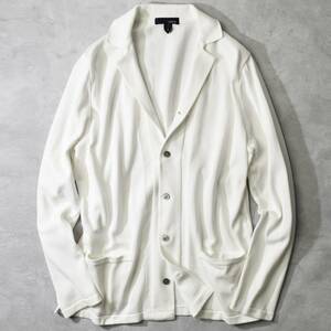 10万【LARDINI ラルディーニ 新品】◇夏は白◇ジャケット&シャツの良いとこどり!お洒落が分かりやす洗練デザイン,綿ニットシャツジャケット