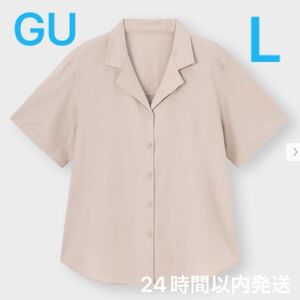 【美品】GU ジーユー　リネンブレンドオープンカラーシャツ　L 麻