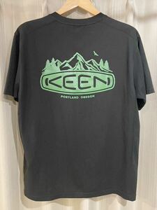 KEEN キーン tシャツ ブラック グリーン バックプリント　Lサイズ アウトドア キャンプ 釣り 登山 ゆるキャン 