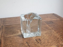 アンティーク花器 オブジェ ヴィンテージ デザイン ガラス器 フラワーベース 花瓶 (H7cm)_画像2
