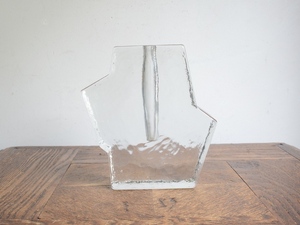 アンティーク花器 オブジェ ヴィンテージ デザイン ガラス器 フラワーベース 花瓶 一輪挿し(H13cm)