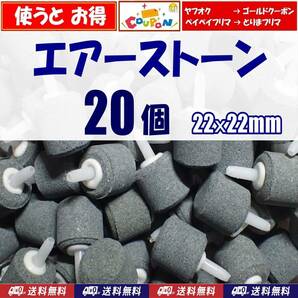 【送料込】エアーストーン 20個 22mm 即決 エアストーン  シュリンプ・メダカ水槽のエアー供給用に 内径4mmのエアーチューブで接続可の画像1