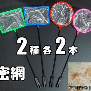 【送料無料】密網　4個（角 2個、丸 2個） 即決　水槽用品 メダカ エビ シュリンプ ミジンコ用等に　ネット　ゾウリムシは濾せません