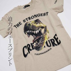 再値下げ！100cm 恐竜半袖Ｔシャツ ベージュ ダイナソー 2323821 ティラノサウルス トリケラトプス スピノザウルスの画像3