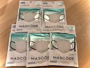 MASCODE マスコードマスク 冷感タイプ ホワイトグレー×ブラック紐 Lサイズ 5袋