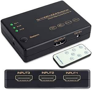 HDMI switch 3 input 1 output HDMI2.0 HDMI selector 4K60Hz HDMI distributor usb supply of electricity 4K+3D HDCP